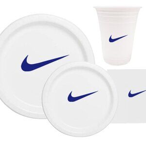 Sw00sh Birthday Plates | White & Blue Basketball Party Supplies | 60 Piece Set